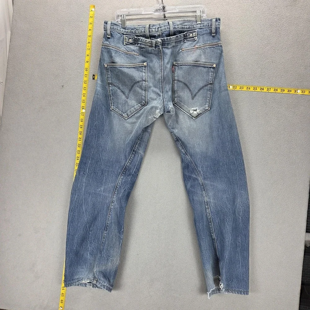 VTG Levis Engineered Jeans Mens Blue Buckle Back Twisted Button Fly Fits 33x30